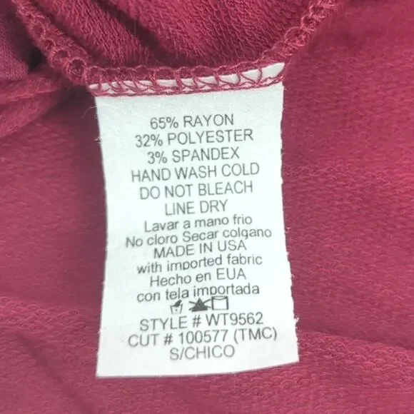 NWT GeeGee Rayon Blend Maroon T-Shirt Womens S Pocket V-Neck - Picture 7 of 7